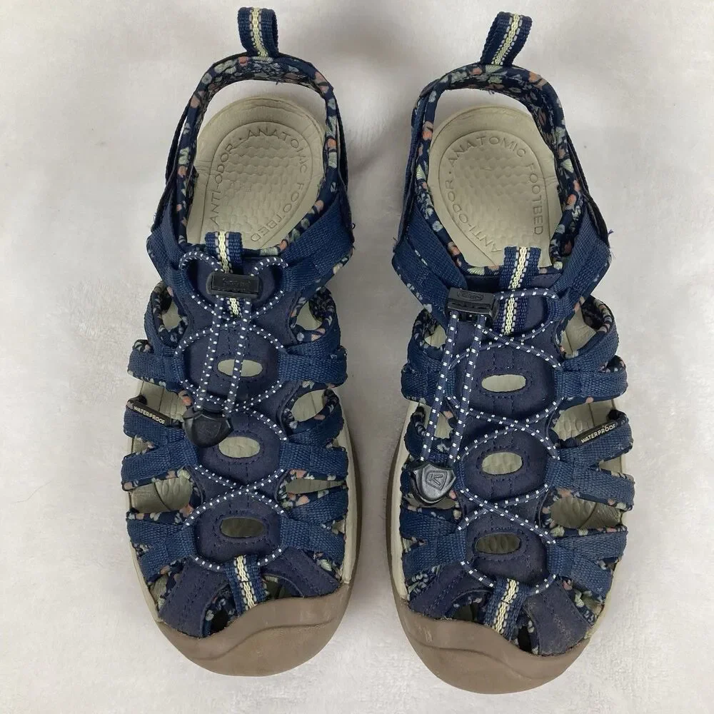 KEEN Sandals Women’s Size 8 Navy Blue Floral Outdoor Shoes Waterproof Hiking